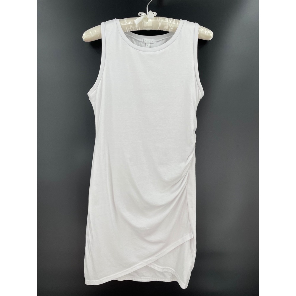 Leith White Ruched Bodycon Tank Dress Tulip Hem Sleeveless Size L Nordstrom